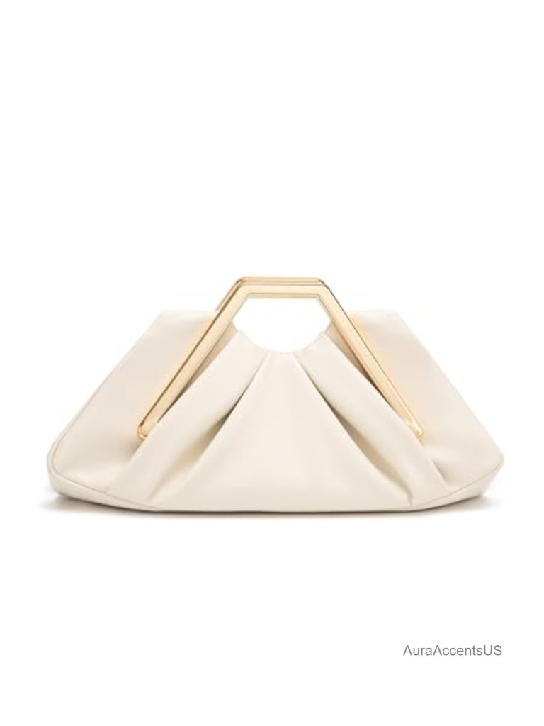 Elegant Ruched Clutch Purse, Soft Dumpling Evening Bag With Magnetic Snap